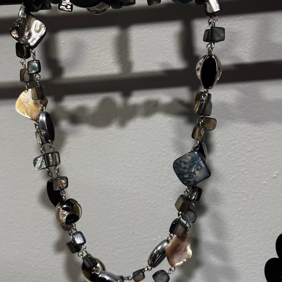 Vintage Multi Size Black Onyx Abalone Italian Venetian Murano glass Bead Stones - Picture 5 of 7